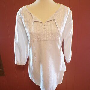 SONOMA Life Style Women's Tunic Pull-Over White with Tie Closure Size-Small